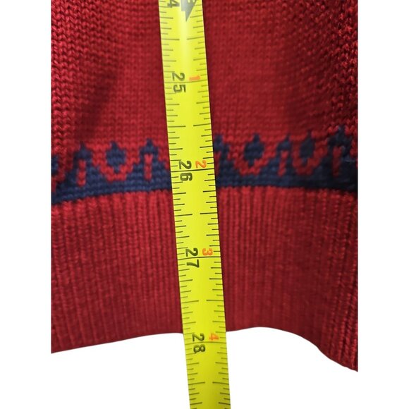 IZOD Biking Red Mens Fairisle Quarter Zip Sweater Large - Picture 4 of 11
